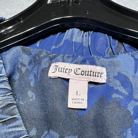 Juicy Couture Jacket Womens Large Floral Blue Full Zip Collared Lyocell Pockets - Picture 5 of 10